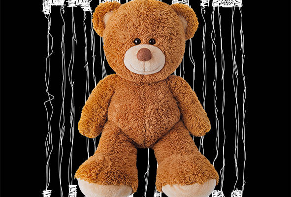 潮牌卡通熊字母印花矢量图服装裁片T恤烫图印花花型素材