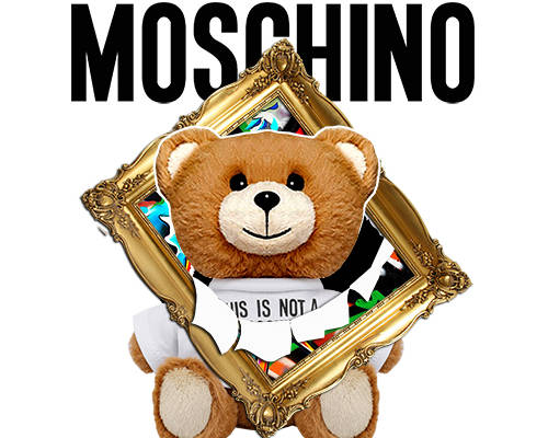 潮牌卡通熊字母印花矢量图服装裁片T恤烫图印花花型素材