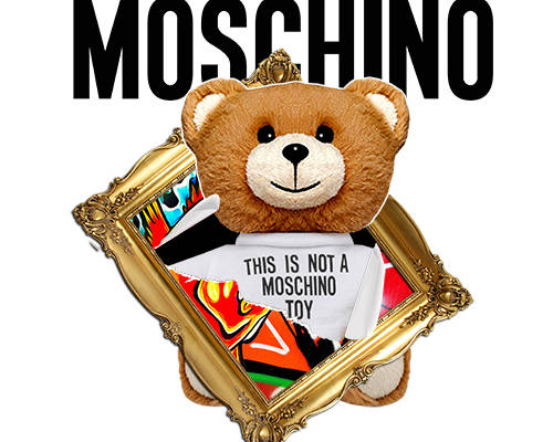 潮牌卡通熊字母印花矢量图服装裁片T恤烫图印花花型素材