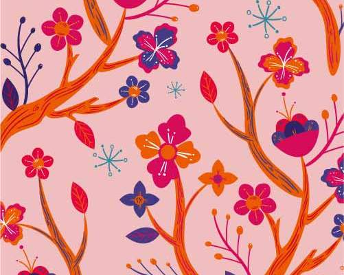 植物花纹拼接印花矢量图服装纺织数码印花花型素材