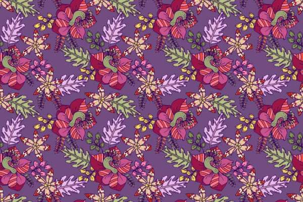 植物花纹拼接印花矢量图服装纺织数码印花花型素材