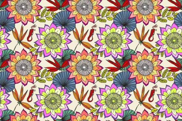 植物花纹拼接印花矢量图服装纺织数码印花花型素材