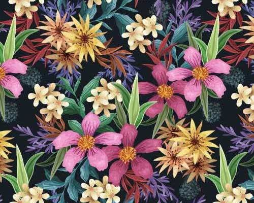 植物花纹拼接印花矢量图服装纺织数码印花花型素材