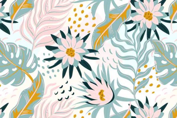 植物花纹拼接印花矢量图服装纺织数码印花花型素材