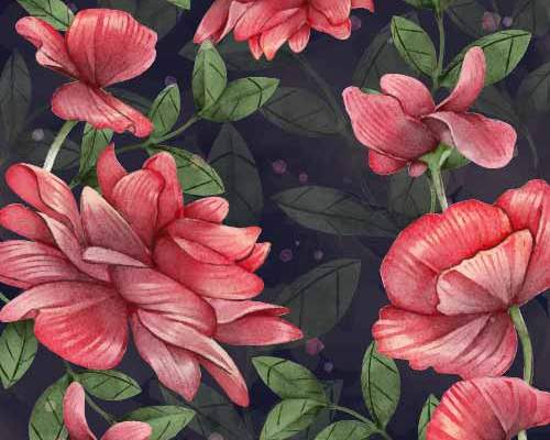 植物花纹牡丹花拼接印花矢量图服装纺织数码印花花型素材