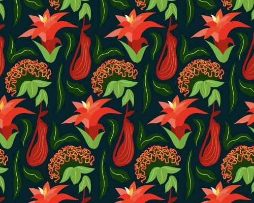 植物花纹拼接印花矢量图服装纺织数码印花花型素材