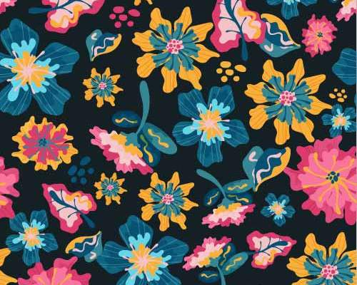 植物花纹拼接印花矢量图服装纺织数码印花花型素材