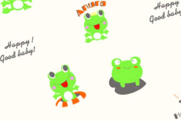 卡通图案青蛙字母印花矢量图服装纺织数码印花花型素材