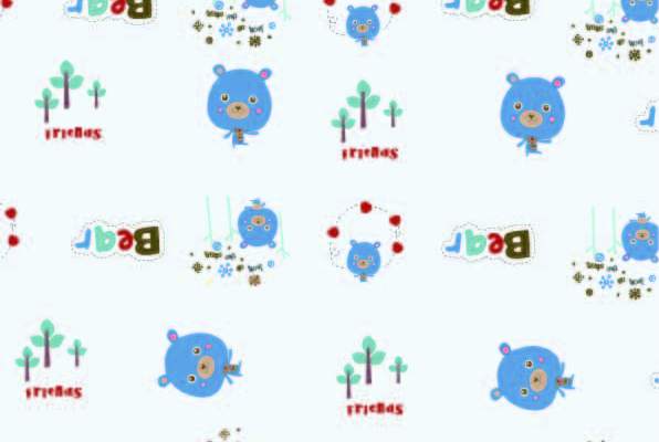 卡通动物小熊字母印花矢量图服装纺织数码印花花型素材