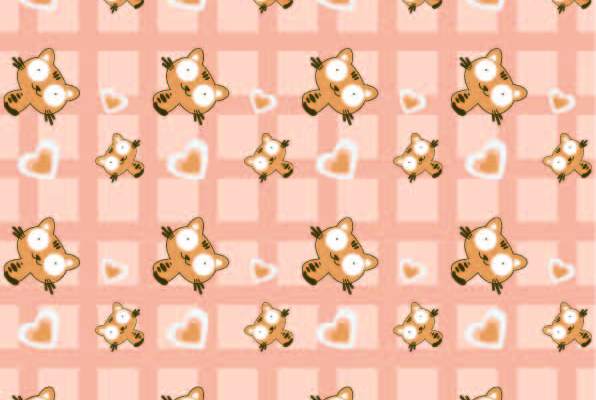卡通动物猫咪格子爱心印花矢量图服装纺织数码印花花型素材