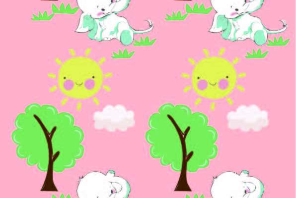 卡通植物大象太阳印花矢量图服装纺织数码印花花型素材