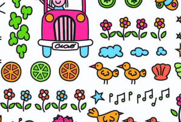 卡通花纹蝴蝶汽车印花矢量图服装纺织数码印花花型素材