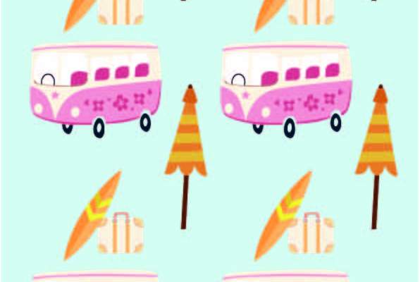 卡通汽车巴士印花矢量图服装纺织数码印花花型素材