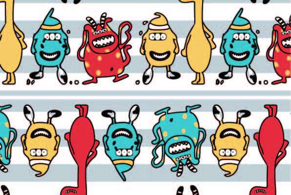 卡通小怪兽图案印花矢量图服装纺织数码印花花型素材