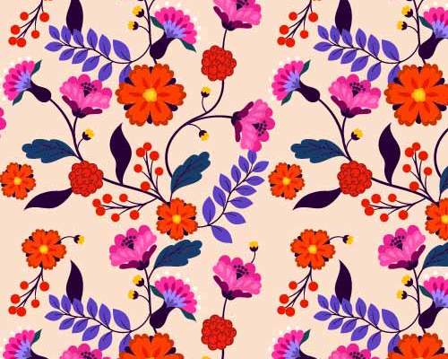 植物花纹拼接印花矢量图服装纺织数码印花花型素材