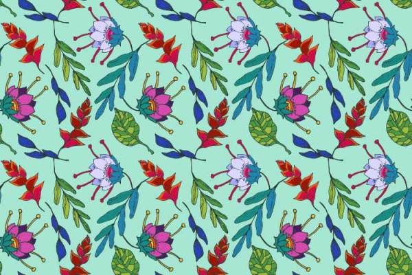 植物花纹拼接印花矢量图服装纺织数码印花花型素材