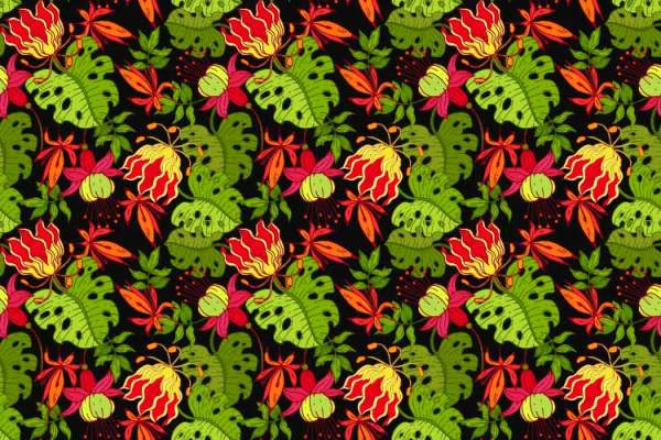 植物花纹拼接印花矢量图服装纺织数码印花花型素材