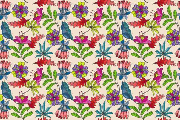 植物花纹拼接印花矢量图服装纺织数码印花花型素材