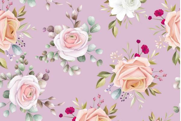 植物花纹玫瑰花拼接印花矢量图服装纺织数码印花花型素材