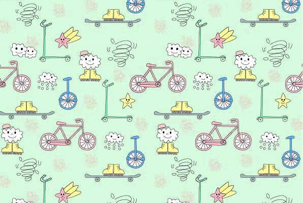 卡通星星滑板云朵印花矢量图服装纺织数码印花花型素材