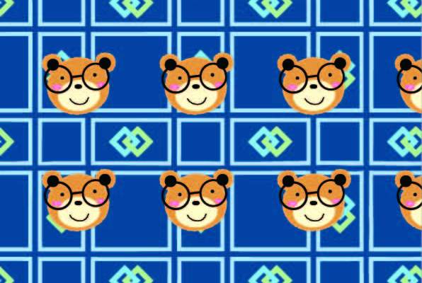 几何线条格子卡通熊印花矢量图服装纺织数码印花花型素材