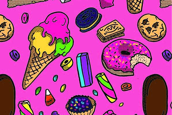 卡通雪糕蛋糕印花矢量图服装纺织数码印花花型素材