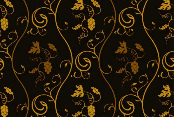 金色植物花纹拼接印花矢量图服装纺织数码印花花型素材