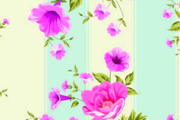 植物花纹牡丹花条子拼接印花矢量图服装纺织数码印花花型素材