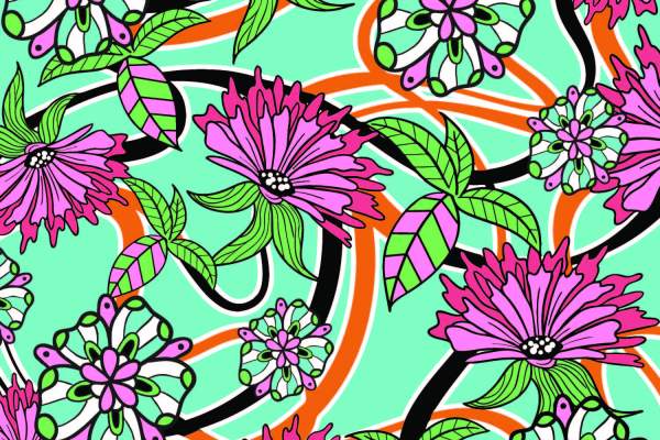 植物花纹拼接印花矢量图服装纺织数码印花花型素材