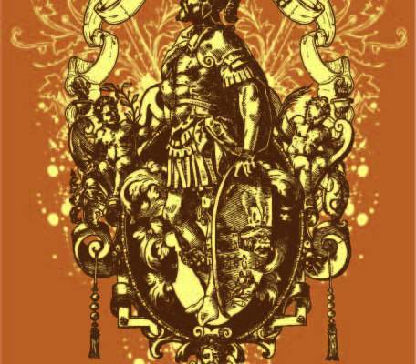 复古几何花纹骑士字母印花矢量图服装裁片T恤烫图印花花型素材