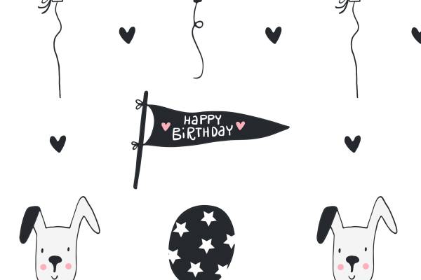 卡通图案气球兔子印花矢量图服装纺织数码印花花型素材