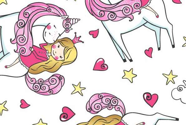 卡通动漫人物独角兽印花矢量图服装纺织数码印花花型素材