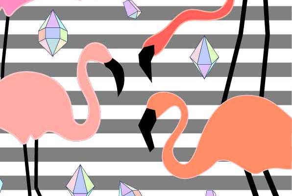 几何条子卡通动物火烈鸟印花矢量图服装纺织数码印花花型素材