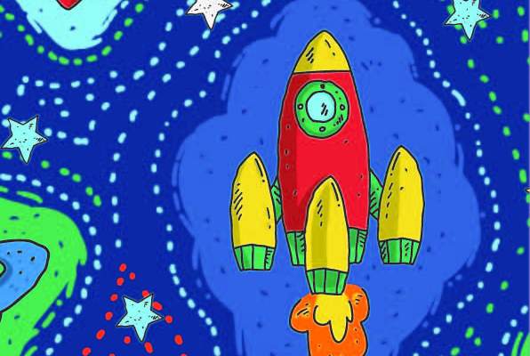 卡通图案火箭星星印花矢量图服装纺织数码印花花型素材