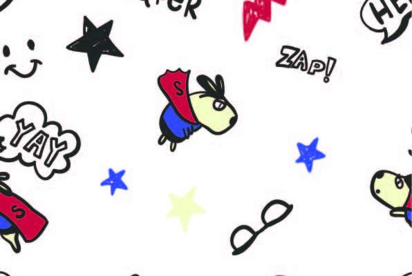 卡通图案动物小狗字母印花矢量图服装纺织数码印花花型素材