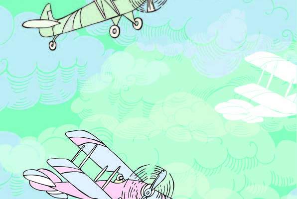 卡通飞机云朵印花矢量图服装纺织数码印花花型素材