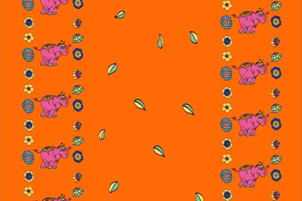 植物花朵卡通动物大象印花矢量图服装纺织数码印花花型素材