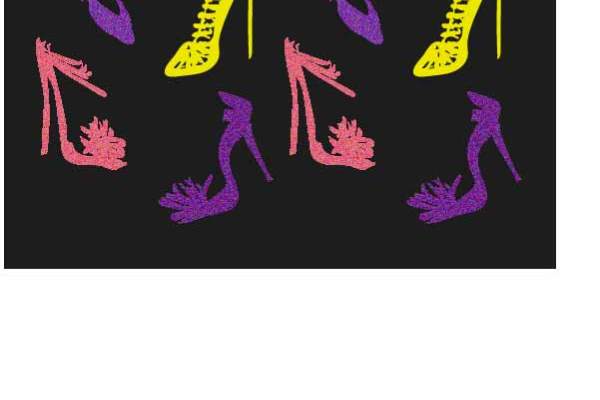 几何图案高跟鞋字母印花矢量图服装裁片T恤烫图印花花型素材