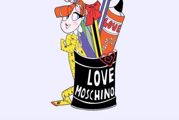 卡通图案铅笔字母MOSCHINO潮牌印花矢量图服装裁片T恤烫图印花花型素材