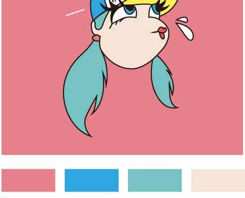 卡通人物图案灯泡字母MOSCHINO印花矢量图服装裁片T恤烫图印花花型素材