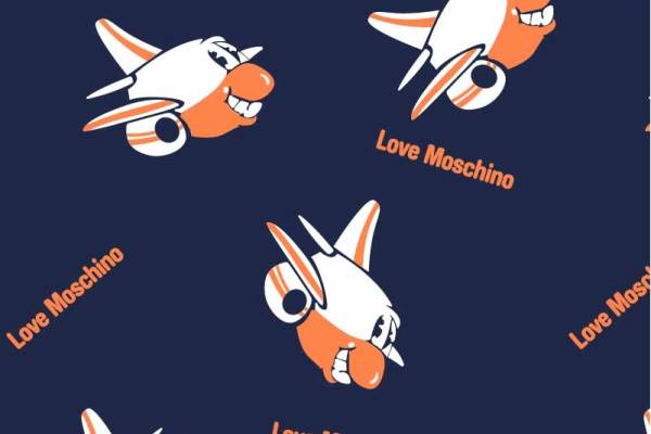 卡通图案飞机字母MOSCHINO印花矢量图服装纺织数码印花花型素材