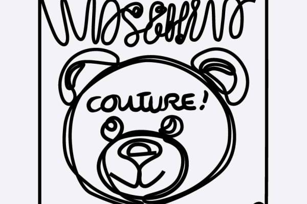 几何线条图案小熊MOSCHINO印花矢量图服装裁片T恤烫图印花花型素材