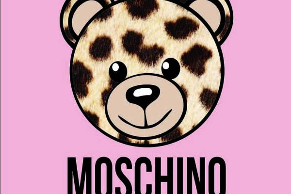 卡通熊豹纹潮牌字母MOSCHINO印花矢量图服装裁片T恤烫图印花花型素材