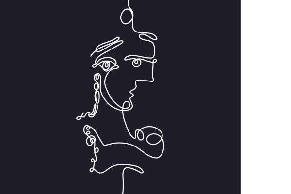 几何线条人物图案印花矢量图服装裁片T恤烫图印花花型素材