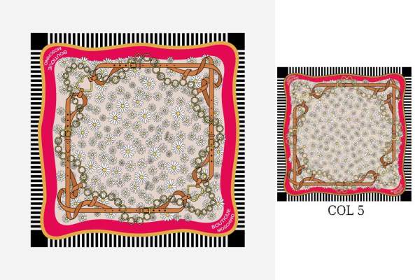 几何图案邹菊方巾印花矢量图服装裁片T恤烫图印花花型素材