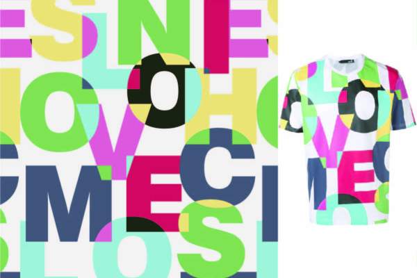 几何图案多彩字母拼接印花矢量图服装纺织数码印花花型素材