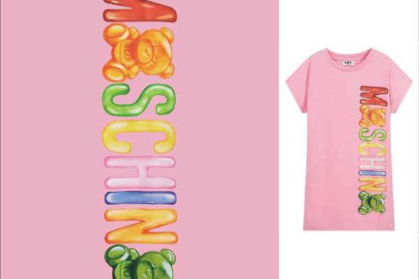 卡通熊潮牌字母MOSCHINO印花矢量图服装裁片T恤烫图印花花型素材