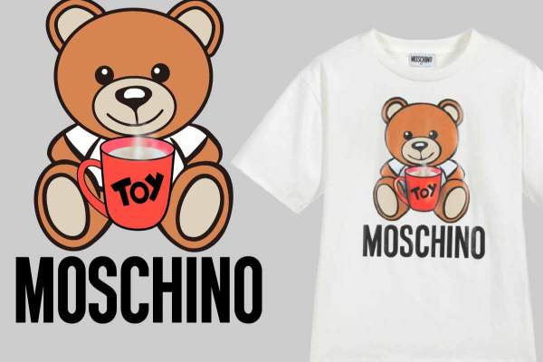 卡通熊潮牌字母MOSCHINO印花矢量图服装裁片T恤烫图印花花型素材