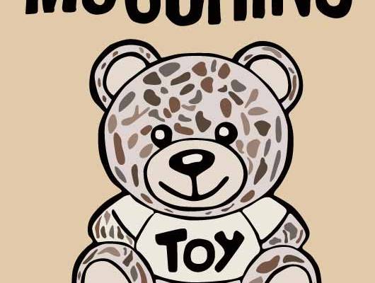 卡通熊豹纹潮牌字母MOSCHINO印花矢量图服装裁片T恤烫图印花花型素材