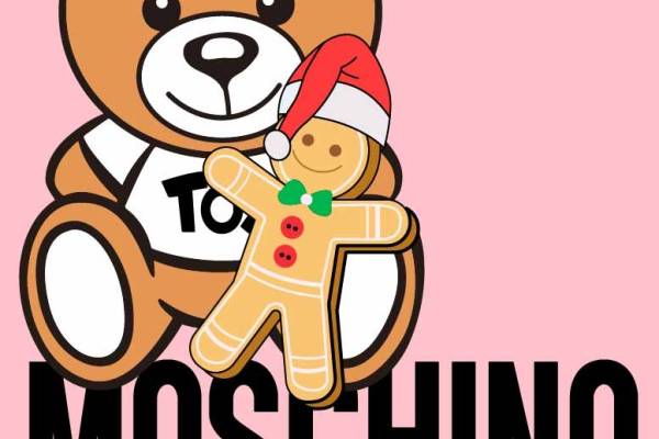 卡通熊玩具潮牌字母MOSCHINO印花矢量图服装裁片T恤烫图印花花型素材